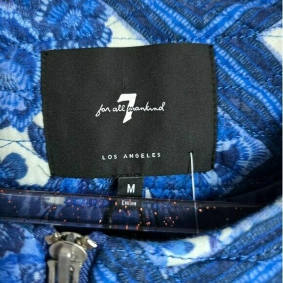 Revolve 7 For All Mankind Blue Toile Floral Quilted Jacket Womens SZ Medium New - Picture 5 of 12